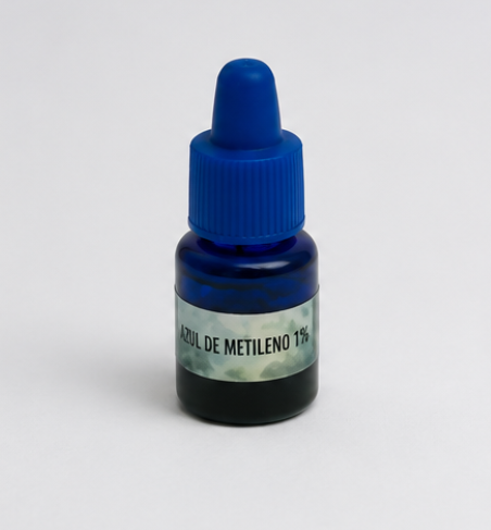 1 frasco conta-gotas contendo azul de metileno a 1%